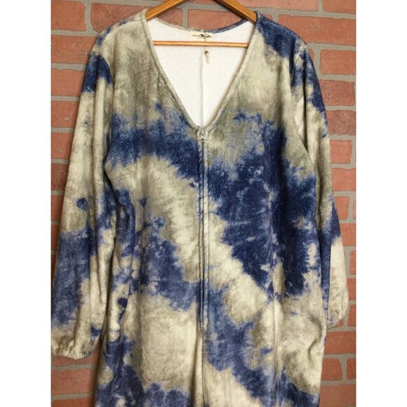 Natural Life Tie-Dye Fleece One Piece Pajamas Coveralls Loungewear Size M - Picture 4 of 6